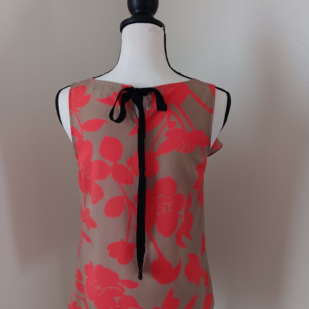LOFT Coral & Beige Floral Blouse